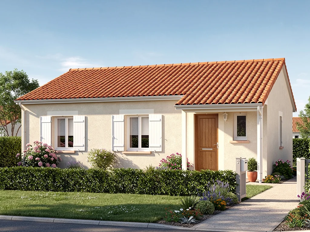 Maison individuelle à toiture en tuiles, avant travaux d'isolation
